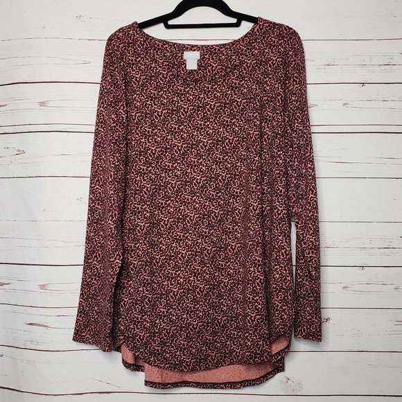 Chico's Zenergy Leopard Print Long Sleeve Tee - Picture 1 of 9